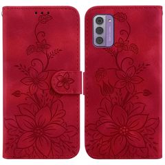 For Nokia G42 Lily Embossed Leather Phone Case(Red)