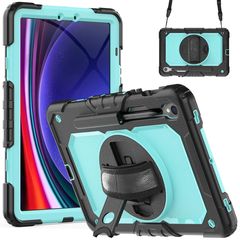 For Samsung Galaxy Tab S9 / S8 / S7 Silicone + PC Tablet Case(Black+Light Blue)