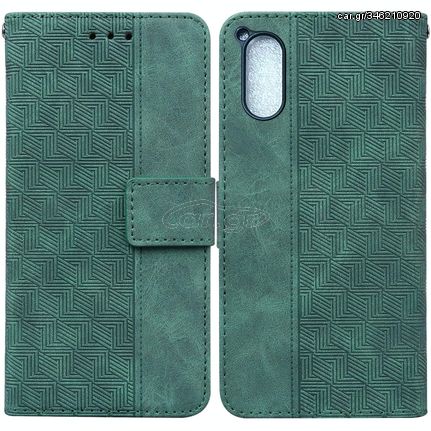 For Sony Xperia 5 V Geometric Embossed Leather Phone Case(Green)