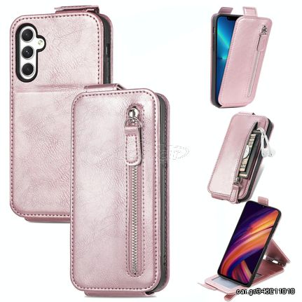 For Samsung Galaxy A25 5G Zipper Wallet Vertical Flip Leather Phone Case(Pink)