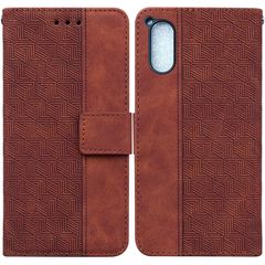 For Sony Xperia 5 V Geometric Embossed Leather Phone Case(Brown)