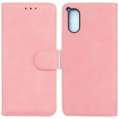 For Sony Xperia 5 V Skin Feel Pure Color Flip Leather Phone Case(Pink)