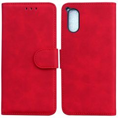 For Sony Xperia 5 V Skin Feel Pure Color Flip Leather Phone Case(Red)