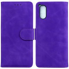 For Sony Xperia 5 V Skin Feel Pure Color Flip Leather Phone Case(Purple)