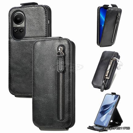 For OPPO Reno10 Global / Reno10 Pro Global  Zipper Wallet Vertical Flip Leather Phone Case(Black)