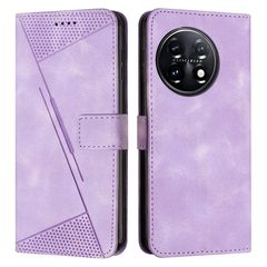 For OnePlus 11 Dream Triangle Leather Phone Case with Lanyard(Purple)