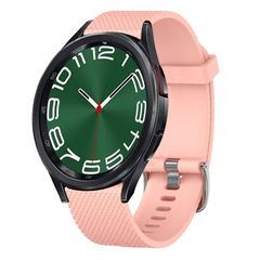 For Samsung Galaxy Watch 6 Classic 47mm 20mm Diamond Textured Silicone Watch Band(Pink)