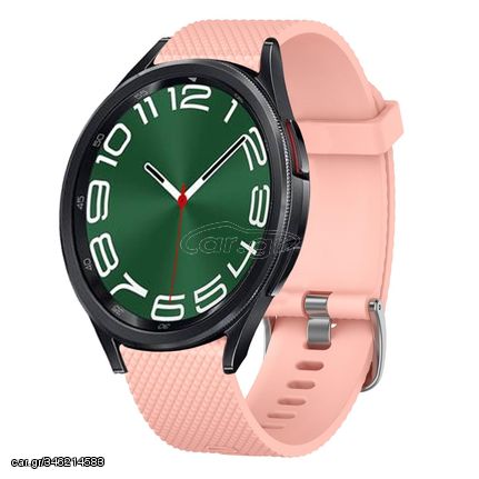 For Samsung Galaxy Watch 6 Classic 47mm 20mm Diamond Textured Silicone Watch Band(Pink)