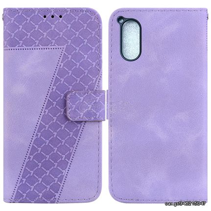 For Sony Xperia 5 V 7-shaped Embossed Leather Phone Case(Purple)