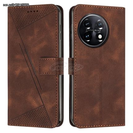 For OnePlus 11 Dream Triangle Leather Phone Case with Lanyard(Brown)