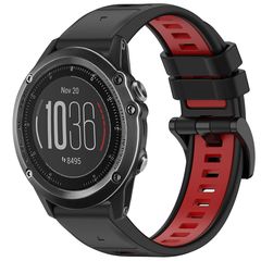 For Garmin Fenix 3 / Fenix 3 HR / Sapphire Sports Two-Color Quick Release Silicone Watch Band(Black+Red)