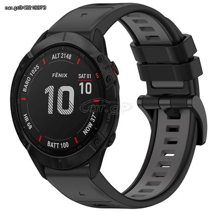 For Garmin Fenix 6X Sapphire GPS Sports Two-Color Quick Release Silicone Watch Band(Black+Gray)