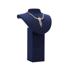 8x8x32cm Diorama Necklace Holder Jewelry Display Props Blue Microfiber Window Necklace Earring Ring Stand