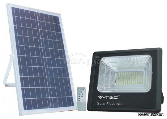 V-TAC LED Ηλιακός Προβολέας 200W 4200lm Μαύρος 120° 6000K Ψυχρό Λευκό 25000mAh 94027