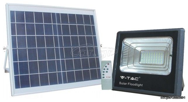 V-TAC LED Ηλιακός Προβολέας 16W Μαύρος Ψυχρό Λευκό 94008