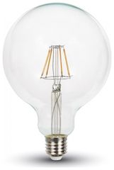 LED V-TAC Λάμπα Ε27 6W Filament G125 Διάφανο Ψυχρό Λευκό 6400K 7427