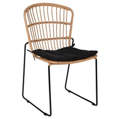 Καρέκλα Κήπου ArteLibre ALFENUS Φυσικό/Μαύρο Rattan/Μέταλλο 50x55x84cm