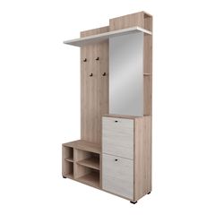 Έπιπλο εισόδου Louisen pakoworld oak-λευκό μελαμίνης 125x40x217.5εκ