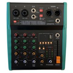 ZZIPP ZZMXBTR4 Compact 4-channel Mixer DSP Effects, Bluetooth, USB - ZZIPP