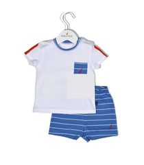 NAUTICA DES.11 ΣΕΤ T-SHIRT & SHORTS JERSEY ORGANIC ΜΠΛΕ ΡΙΓΕ 98CM OMEGA HOME