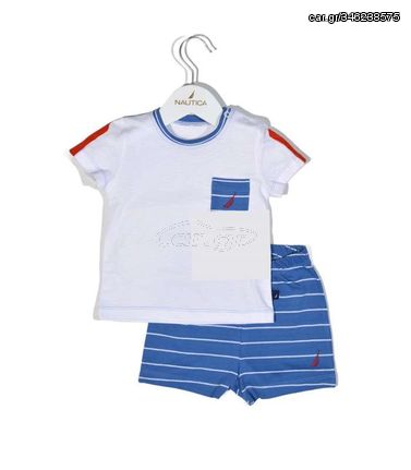 NAUTICA DES.11 ΣΕΤ T-SHIRT & SHORTS JERSEY ORGANIC ΜΠΛΕ ΡΙΓΕ 98CM OMEGA HOME