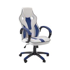 Xrocker Maverick Height Adjustable Office Gaming Chair - White And Blue / Computers