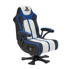 Xrocker Playstation Legend 2.1 Wireless Pedestal Chair - White, Blue And Black / Computers