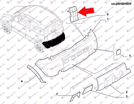 ΒΑΣΗ ΠΡΟΦΥΛΑΚΤΗΡΑ ΠΙΣΩ ΕΣΩ ΠΛΑΣΤΙΚΗ (4Χ4 CLIMBING) (Γ) - FIAT PANDA,2003-2014 040004302