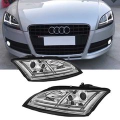 Μπροστινά Φανάρια Set Για Audi TT 8J 06-10 DRL & Led Signal Dynamic Χρωμίου H7/H1 Sonar