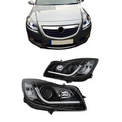 Μπροστινά Φανάρια Set Για Opel Insignia 08-12 TRU DRL Tube Lights Μαύρα H7/H7 Με Μοτέρ Sonar