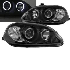 Μπροστινά Φανάρια Set Για Honda Civic 95-99 Angel Eyes Μαύρα H1/H1 Manual Sonar