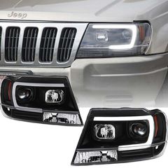 Μπροστινά Φανάρια Set Για Jeep Grand Cherokee 99-05 WJ DRL Tube Lights Μαύρα HB4/H1 Manual Sonar