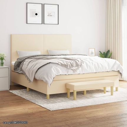 ΚΡΕΒΑΤΙ BOXSPRING ΜΕ ΣΤΡΩΜΑ ΚΡΕΜ 180X200 ΕΚ. ΥΦΑΣΜΑΤΙΝΟ 3137018