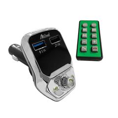 Fm Transmitter Με Bluetooth, Φορτιστής 2 USB, Οθόνη LCD Και Τηλεχειριστήριο Als-A688 24 Volt Ασημί-Μαύρο 1 Τεμάχιο