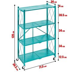 Τροχήλατη Ραφιέρα 4 Επιπέδων 120x71cm Τυρκουάζ