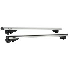 Μπάρες Οροφής Αλουμινίου Universal Rackit RK004 120cm Railing System Σετ Με Πόδια Και Κλειδαριά Ασημί 2 Τεμάχια