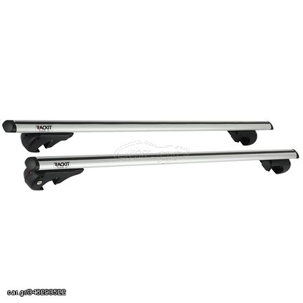 Μπάρες Οροφής Αλουμινίου Universal Rackit RK004 120cm Railing System Σετ Με Πόδια Και Κλειδαριά Ασημί 2 Τεμάχια