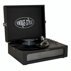 Aiwa Vintage Turntable In Leather Briefcase Black, VPX-1971/BK