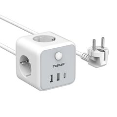 Tessan 6 In 1 Powercube Strip 3Xschuko, 2Xusb, 1Xtype-C, 2M Cable, TS-301-C