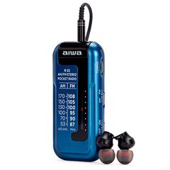 Aiwa Mini Pocket Radio with Earphones Blue, R-22BL