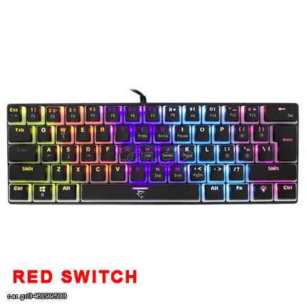 White Shark Mechanical Keyboard Black Red Switch, ASHIKO-B-US-RED