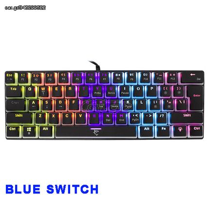 White Shark Mechanical Keyboard Black Blue Switch, ASHIKO-B-US-BLU