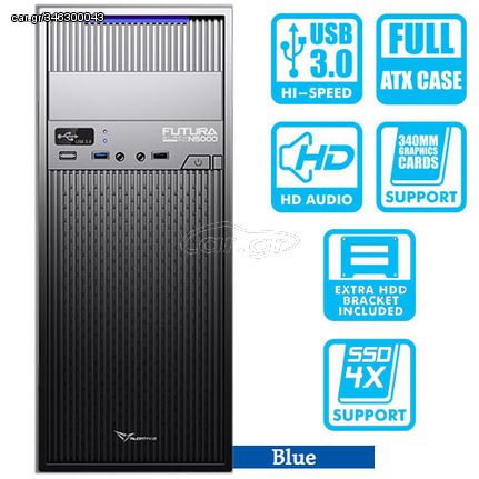 Alcatroz PC Case with Psu 450W Futura Blue Pro N5000, FUTURAN5000BL