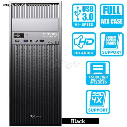 Alcatroz PC Case with Psu 450W Futura Black Pro N5000, FUTURAN5000B