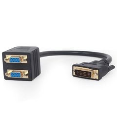 Cablexpert Passive Dvi-I Male To Dual Vga Female Splitter Cable 0.3M Black, A-DVI-2VGA-01