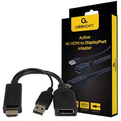 Cablexpert ACtive 4K HDMI To Display Port Adapter Black Retail Pack, A-HDMIM-DPF-01