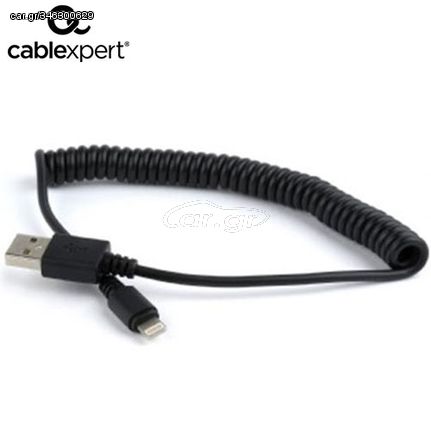 Cablexpert USB Lightning Sync and Charging Spiral Cable for IPhone 1.5M Black, CC-LMAM-1.5M