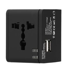 Lamtech Universal Travel Adapter with 2 USB Ports AC 6A Black, LAM113829