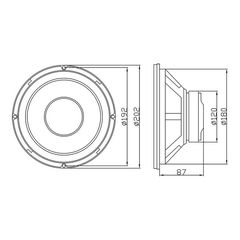 Woofer 8" 300W-8Ω, A-200