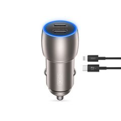 XO car charger CC51 PD 40W 2x USB-C gray + USB-C - Lightning cable